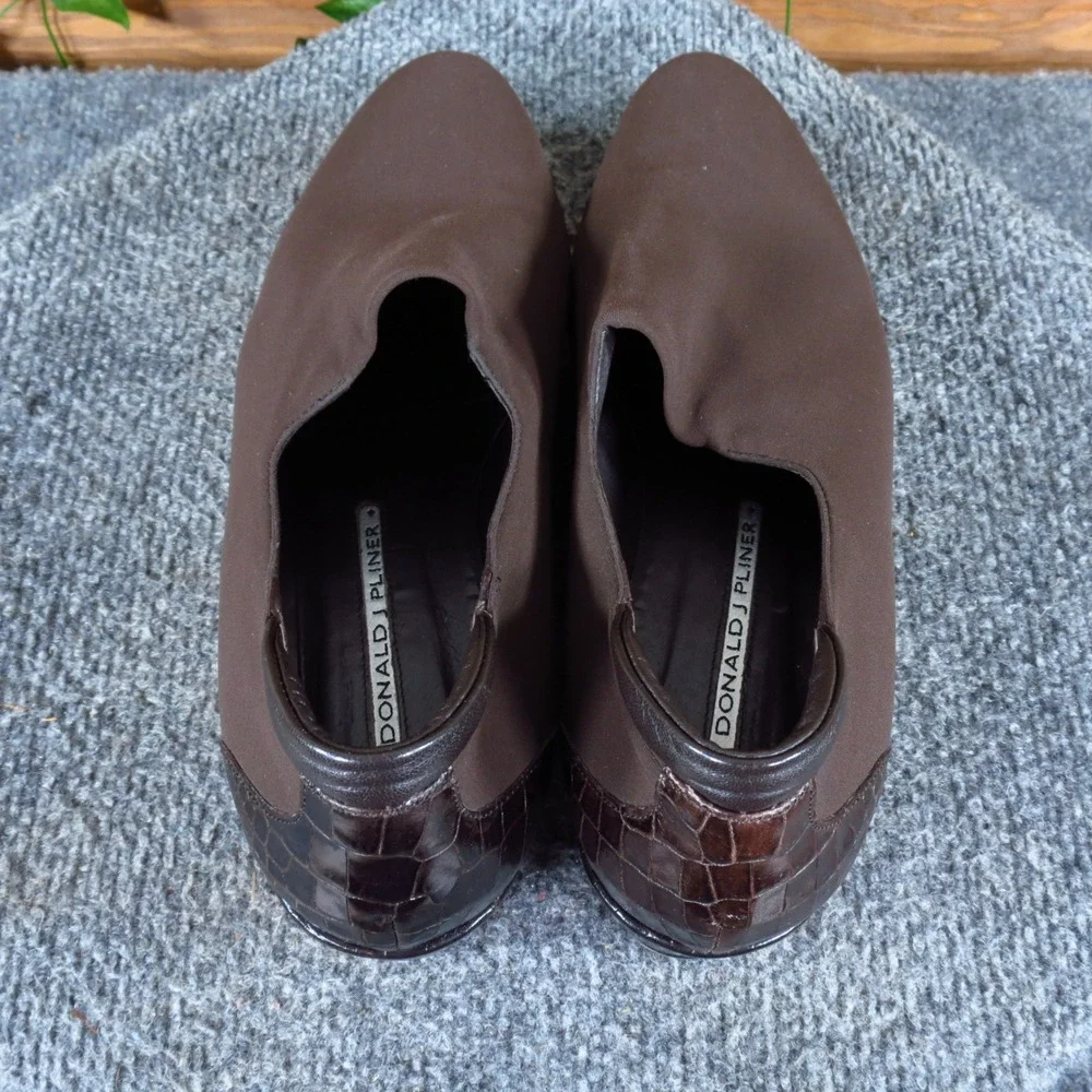 Donald J Pliner RRR Womens Wedge Loafer Size 7.5 Work Dress Brown Croc Leather